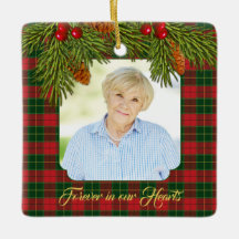 タータンチェック格子松の枝メモリアル写真クリスマス
