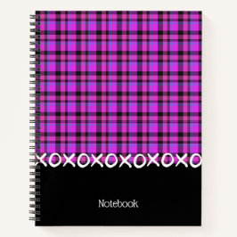 タータンチェック格子模様ピンク – 黒ノート ノートブック
