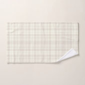 タータンチェック格子縞のクリーム及びベージュ色第66 バスタオルセット (ハンドタオル)