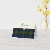 タータンチェック格子縞のメッセージカード カード (黄色い花)