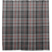 タータンチェック格子縞の暗灰色の灰色の赤く及び黒く大きいパターン シャワーカーテン (正面)