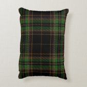 タータンチェック格子縞の粋で黒いブラウン緑パターン アクセントクッション (裏面(縦))