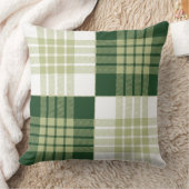 タータンチェック格子縞の粋なスコットランドの緑の白いパターン クッション (ブランケット)