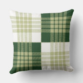 タータンチェック格子縞の粋なスコットランドの緑の白いパターン クッション (裏面)
