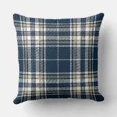 タータンチェック格子縞の粋なスコットランドの青い白 クッション (裏面)
