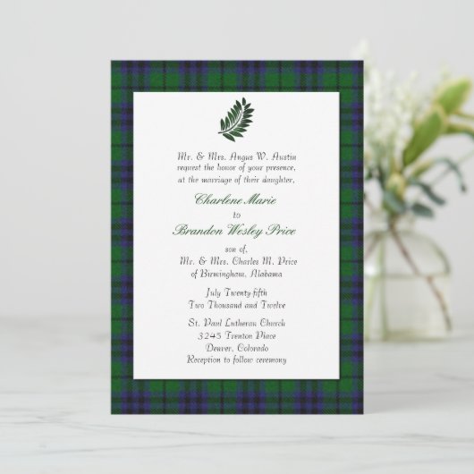 タータンチェック格子縞の結婚式招待状 招待状 (スタンド正面)