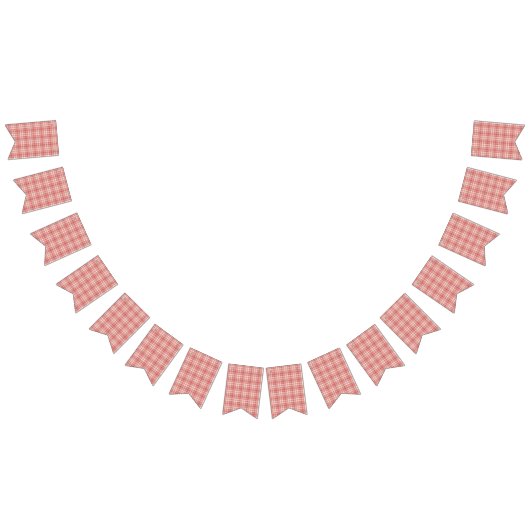 タータンチェック格子縞の赤、オレンジ及び白第64 バンティングフラッグ (全)