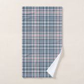 タータンチェック格子縞の青、ピンク及び白第45 バスタオルセット (ハンドタオル)