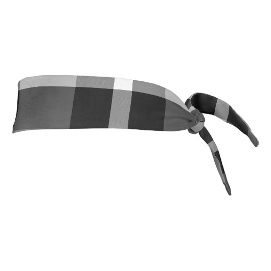 タータンチェック格子縞の黒、灰色及び白第48 タイヘッドバンド (回転90)