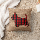 タータンチェック格子縞スコットランドテリアの休日の枕 クッション (ブランケット)