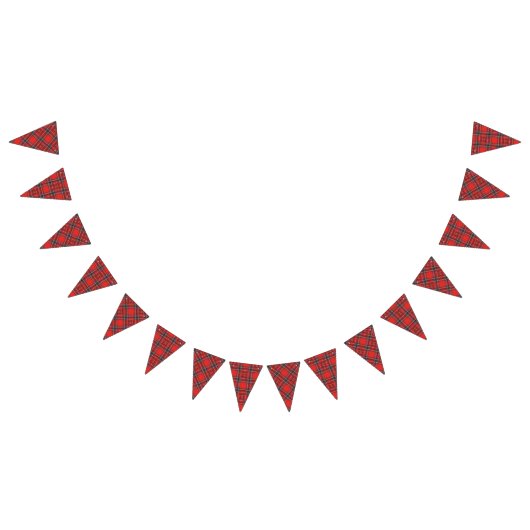 タータンチェック格子縞パターン-伝統的で赤い生地 バンティングフラッグ (全)