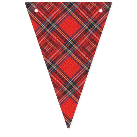 タータンチェック格子縞パターン-伝統的で赤い生地 バンティングフラッグ (第3の旗)