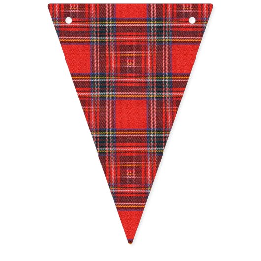タータンチェック格子縞パターン-伝統的で赤い生地 バンティングフラッグ (第2の旗)