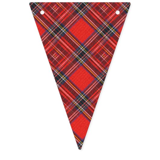 タータンチェック格子縞パターン-伝統的で赤い生地 バンティングフラッグ (第1の旗)