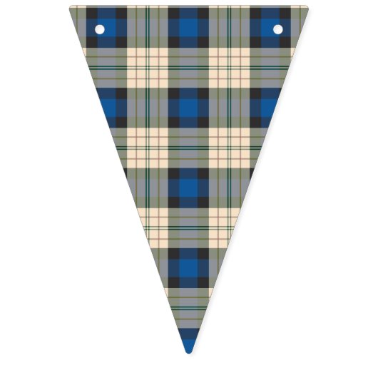 タータンチェック格子縞パターン-伝統的で青いベージュ色 バンティングフラッグ (第1の旗)