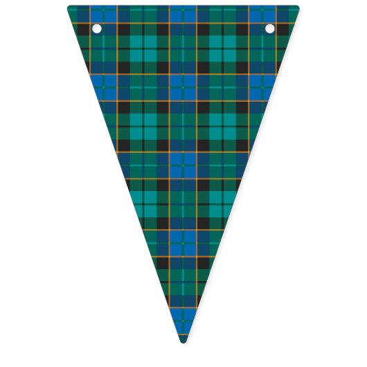 タータンチェック格子縞パターン-伝統的な青緑 バンティングフラッグ (第2の旗)