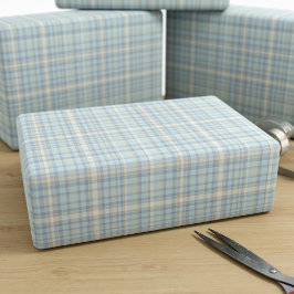 タータンチェック格子青フィギュア包装紙 ラッピングペーパー