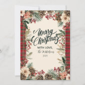 タータンチェック素朴クリスマス シーズンカード (正面)