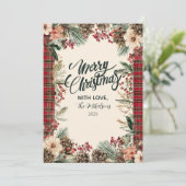 タータンチェック素朴クリスマス シーズンカード (スタンド正面)