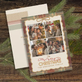 タータンチェック縁どクリスマス4写真テンプレートID1141A シーズンカード