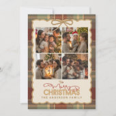 タータンチェック縁どクリスマス4写真テンプレートID1141A シーズンカード (正面)