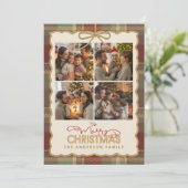 タータンチェック縁どクリスマス4写真テンプレートID1141A シーズンカード (スタンド正面)