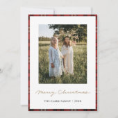 タータンチェック縁どスノー・フレーク・クリスマスカード シーズンカード (正面)