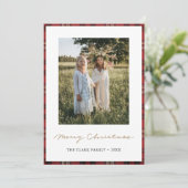 タータンチェック縁どスノー・フレーク・クリスマスカード シーズンカード (スタンド正面)