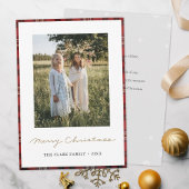 タータンチェック縁どスノー・フレーク・クリスマスカード シーズンカード