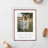 タータンチェック縁どスノー・フレーク・クリスマスカード ノートカード (正面/裏面インサイチュ)