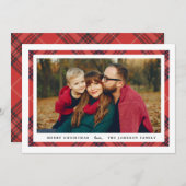 タータンチェック縁どホリデーフォトカード 案内状 (正面/裏面)