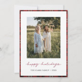 タータンチェック縁ど/バックハッピーホリデーのフォトカード シーズンカード (正面)