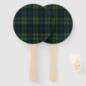 タータンチェック織物丸いハンドファン ハンドファン (正面&裏面)