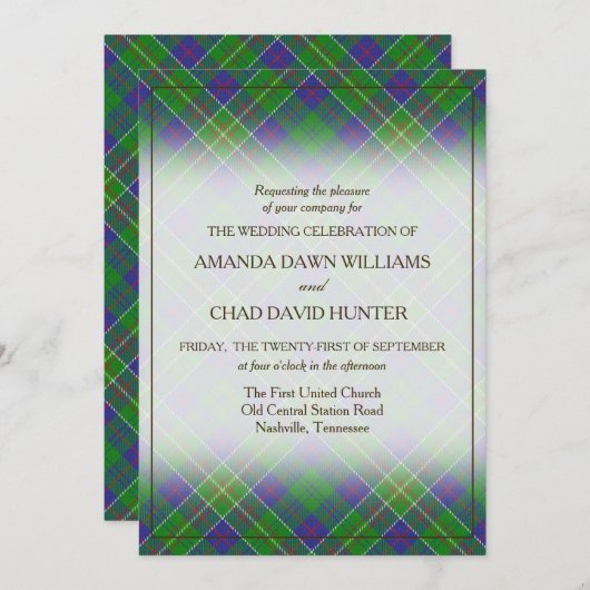 タータンチェック美しいクランハンタースコティッシュプレイド (正面/裏面)