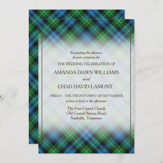 タータンチェック美しいクランラモントスコティッシュプレイド (正面/裏面)