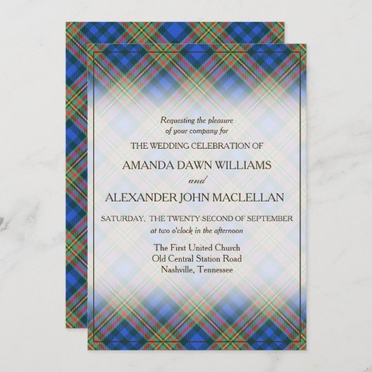 タータンチェック美しいクランMacLellanスコティッシュプレイド (正面/裏面)