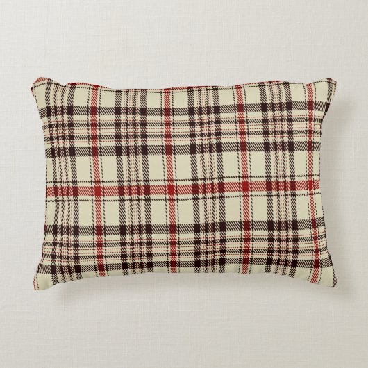 タータンチェック茶 アクセントクッション (正面)