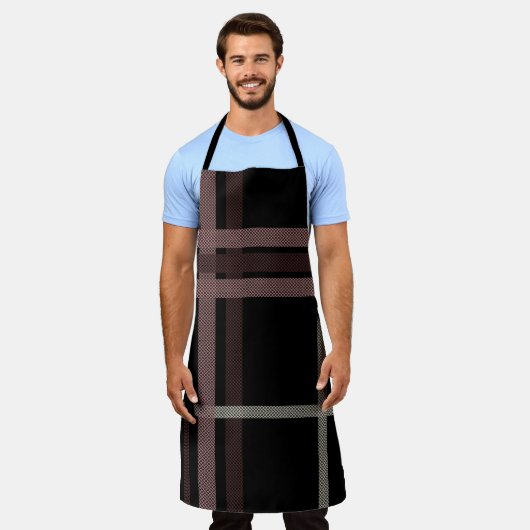 タータンチェック詳細パターン エプロン (着用した状態)