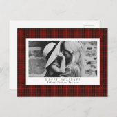 タータンチェック赤い格子模様の写真 シーズンポストカード (正面/裏面)