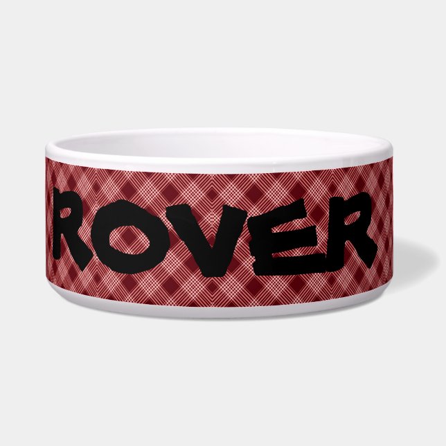 タータンチェック赤と白プレイド ボウル (正面)