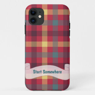 タータンチェック赤黄色iPhoneケース iPhone 11 ケース