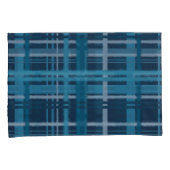 タータンチェック青のパターン 枕カバー (正面右)