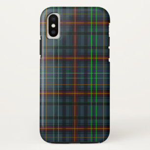 タータンチェック青、オレンジ、緑… iPhone X ケース