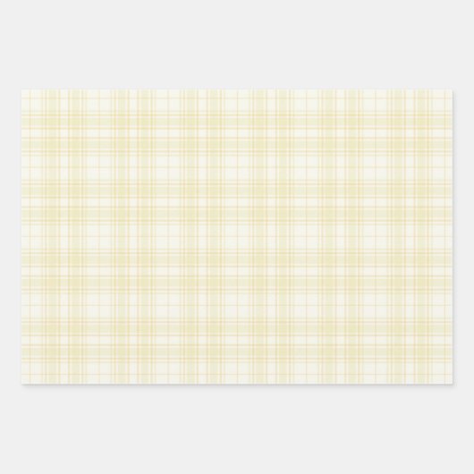 タータンチェック – いくつかのハウズオブパステルイエロー ラッピングペーパーシート (正面2)