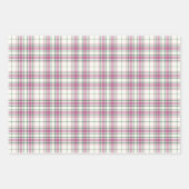 タータンチェック-アイボリー-バラピンク – エメラルドグリーン違う ラッピングペーパーシート (正面)