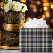 タータンチェック – グラファイトアイボリーとマスタード金ゴールド ラッピングペーパー