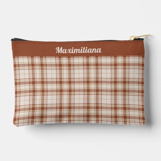 タータンチェック – セメントブラウン – 小包帯 アクセサリーポーチ (裏面)