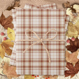 タータンチェック – セメント燃焼シエナ素朴金ゴールド ラッピングペーパーシート