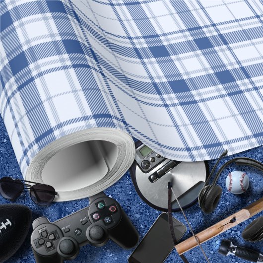 タータンチェック – パ鮮やかステルブルーからネイビーブルー ラッピングペーパー