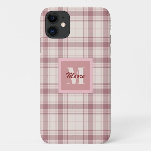 タータンチェック – ピンクの色相と白のセメント Case-Mate iPhoneケース (裏面)